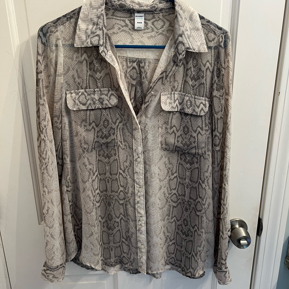 Old Navy sheer snake print blouse